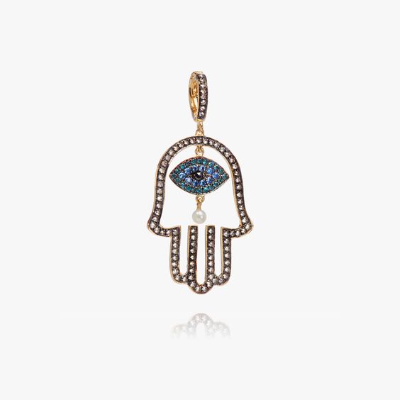 Mythology 18ct White Gold Topaz & Diamond Evil Eye Charm Pendant