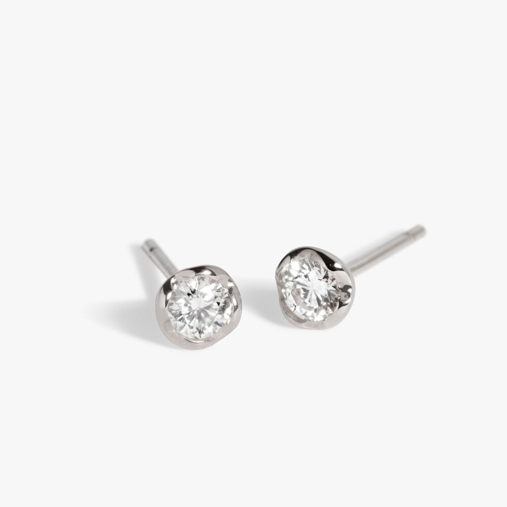 Marguerite 14ct White Gold Large Solitaire Diamond Stud Earrings | Annoushka jewelley