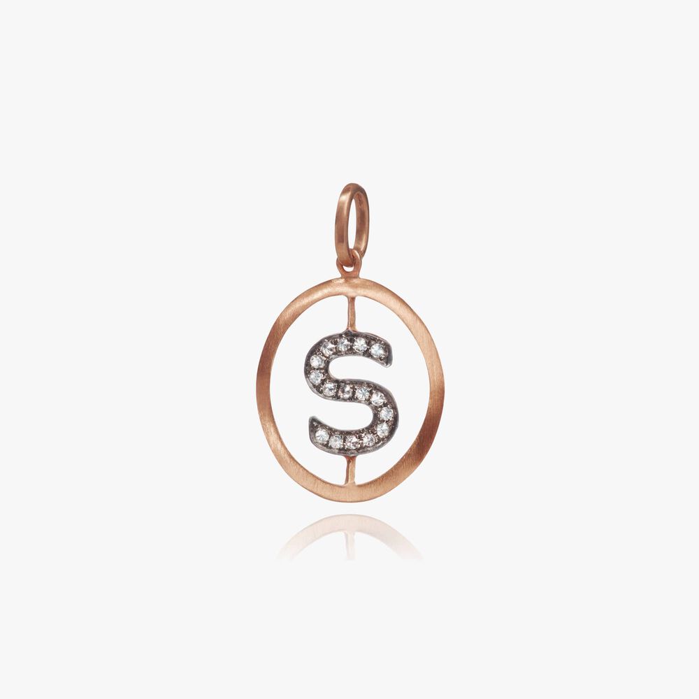18ct Rose Gold Initial S Pendant | Annoushka jewelley
