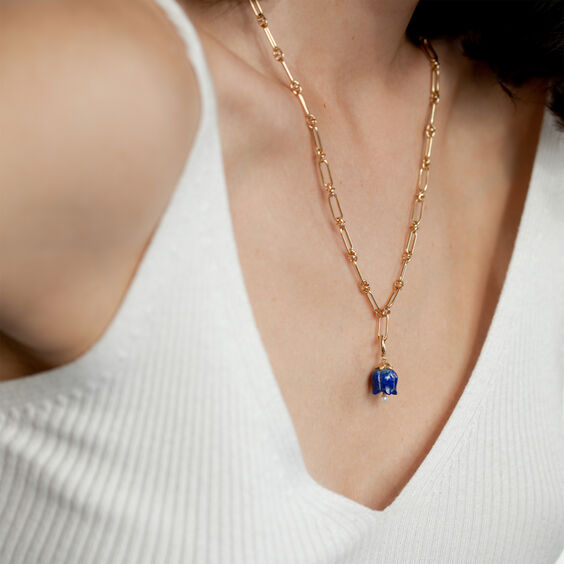 Tulips 14ct Yellow Gold Lapis Knuckle Necklace