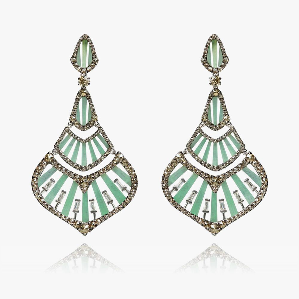 Flamenco 18ct White Gold 3.84 Diamond Jade Earrings | Annoushka jewelley