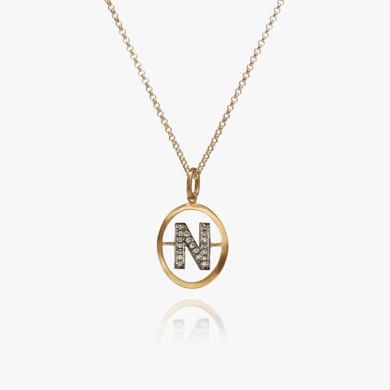 Initials 18ct Yellow Gold Diamond N Necklace