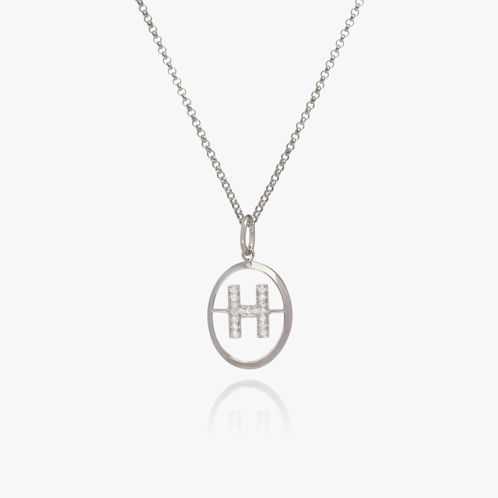 18ct White Gold Diamond Initial H Necklace | Annoushka jewelley