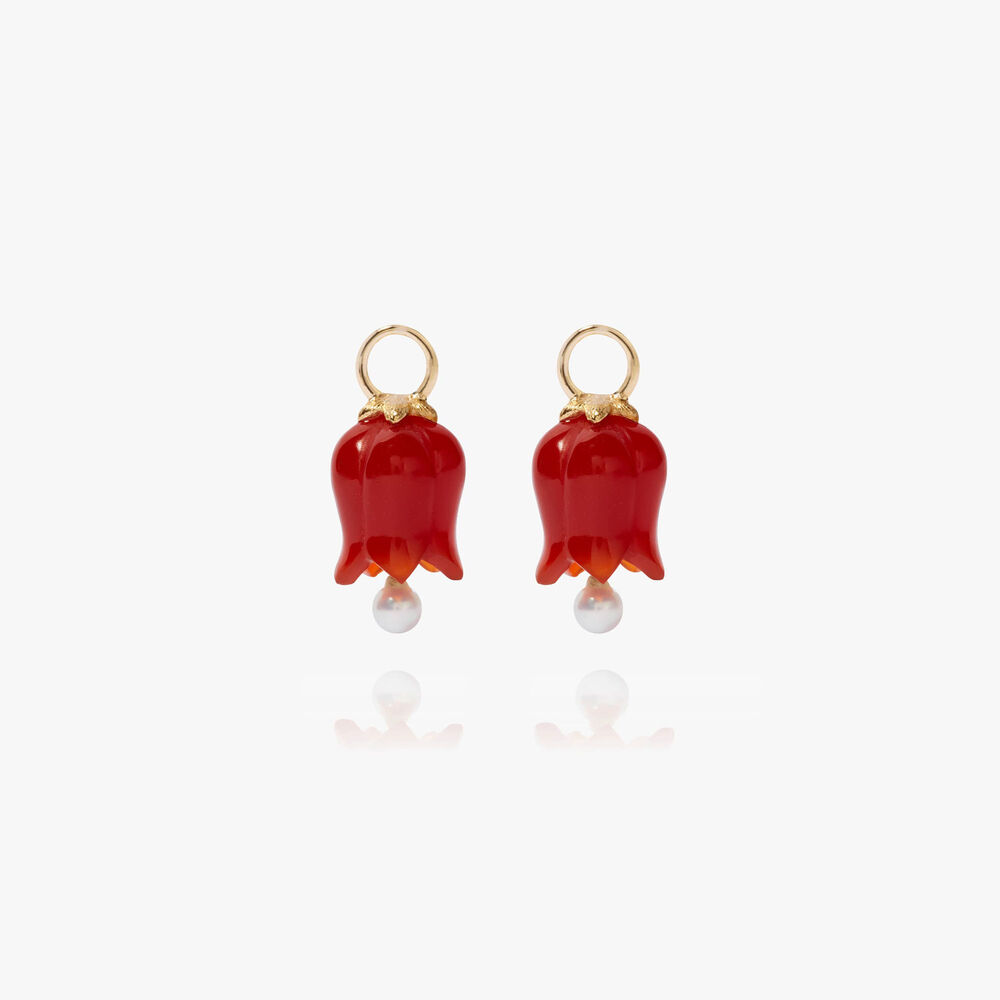18ct Gold Red Agate Pearl Tulip Earring Drops | Annoushka jewelley