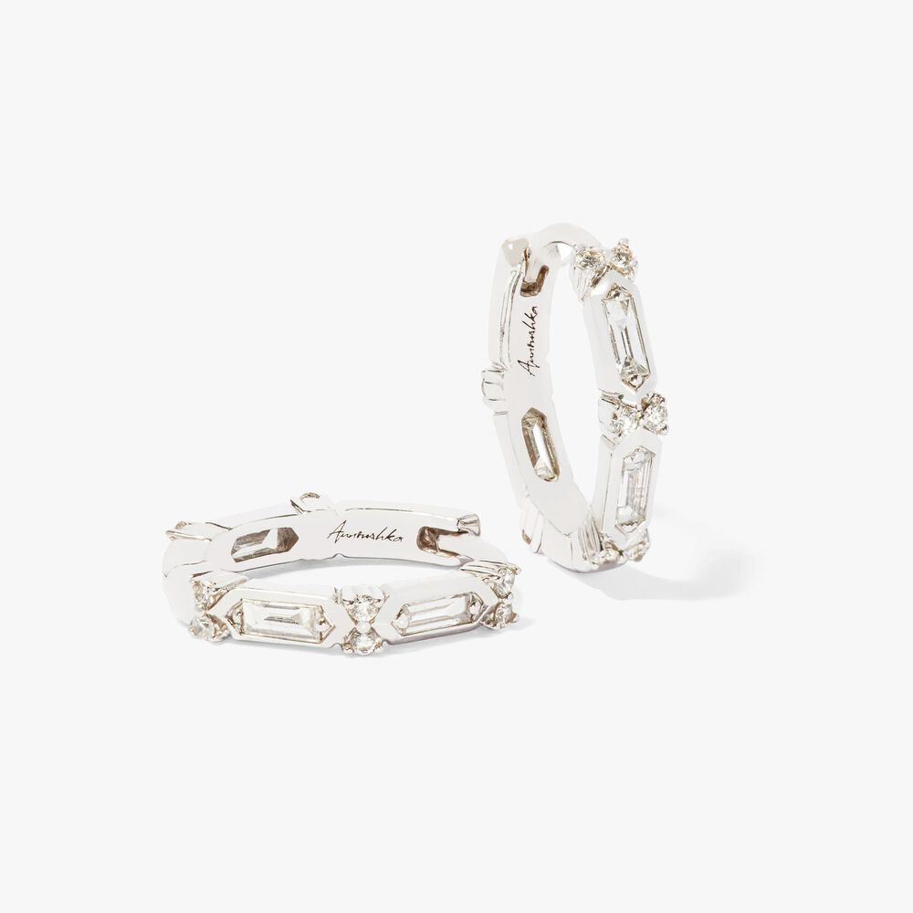 18ct White Gold Baguette Diamond Hoop Earrings | Annoushka jewelley