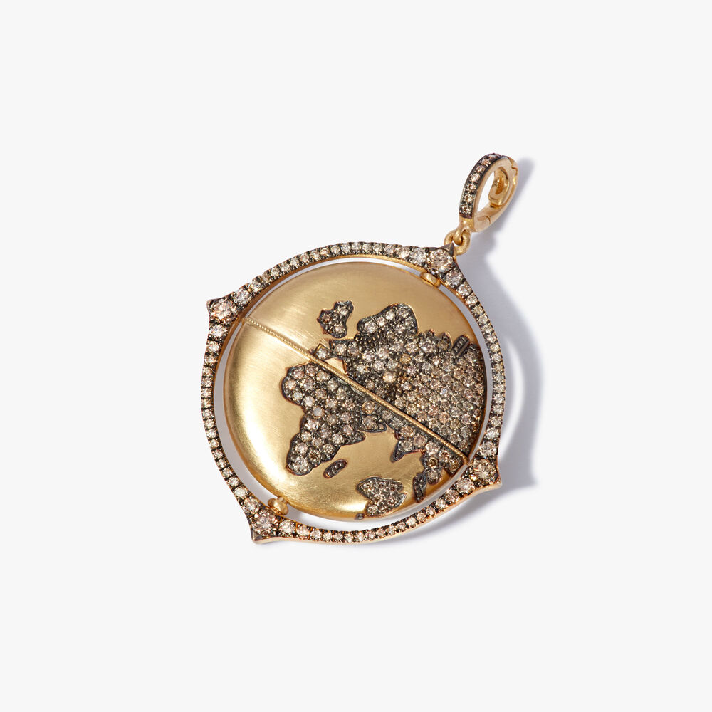 Mythology 18ct Yellow Gold Diamond Spinning Globe Pendant | Annoushka jewelley