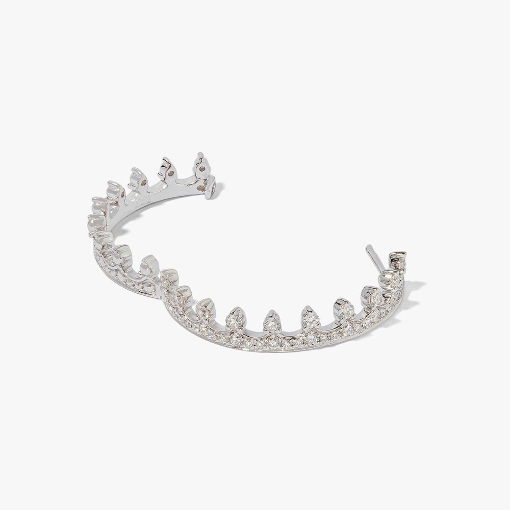 Crown 18ct White Gold Diamond Hoop Earrings | Annoushka jewelley
