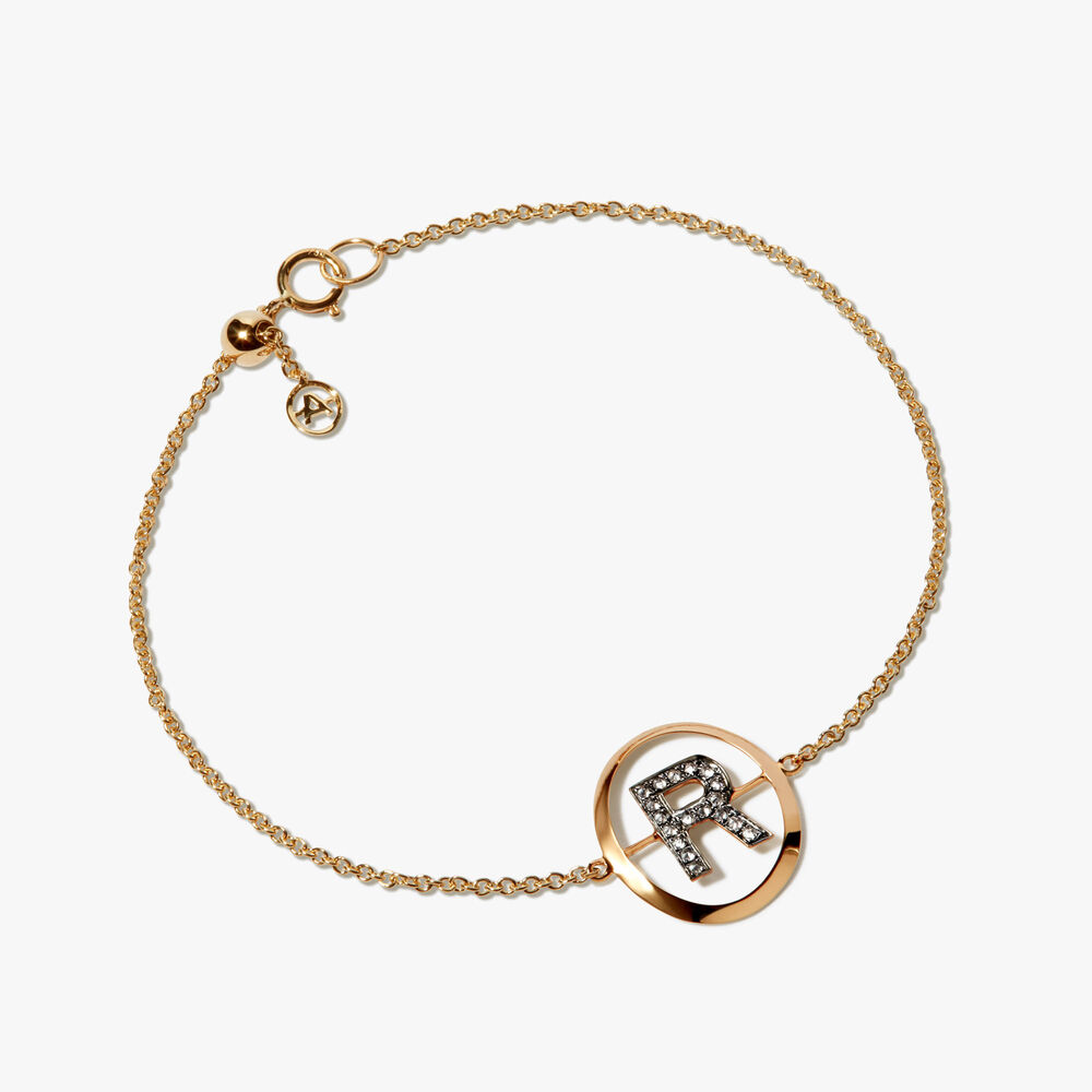 Initials 18ct Yellow Gold Diamond R Bracelet | Annoushka jewelley