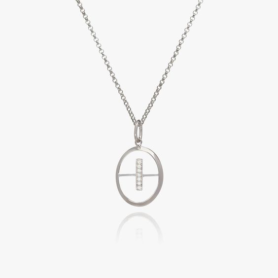 18kt White Gold Diamond Initial I Necklace