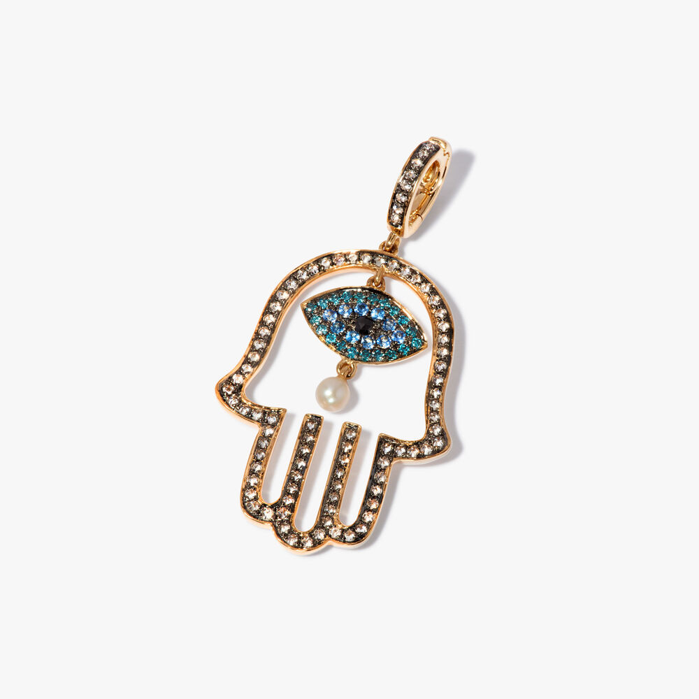Mythology 18ct Yellow Gold Diamond Hand of Fatima Charm Pendant | Annoushka jewelley
