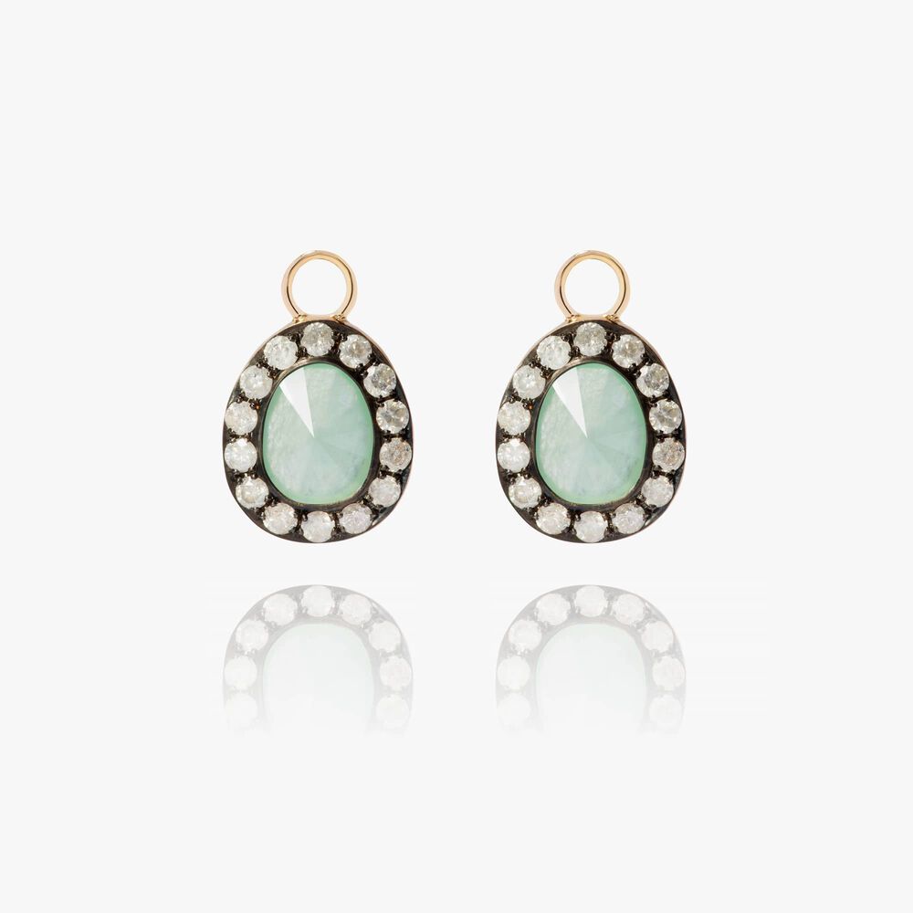 Dusty Diamonds 18ct Yellow Gold Jade Earring Drops | Annoushka jewelley
