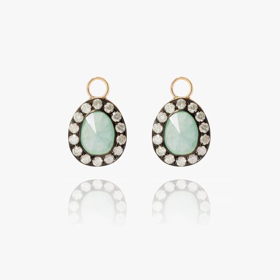 Dusty Diamonds 18ct Gold Jade Earring Drops