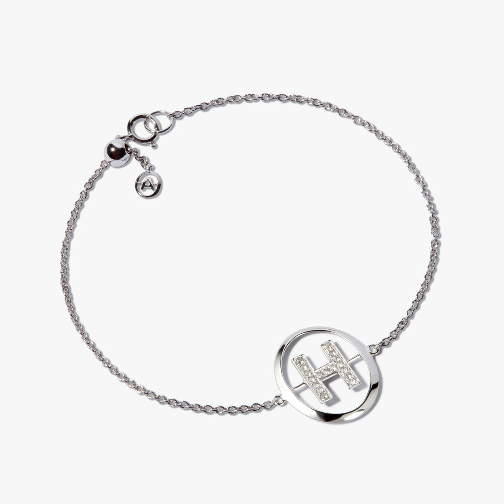 Initials 18ct White Gold Diamond H Bracelet | Annoushka jewelley