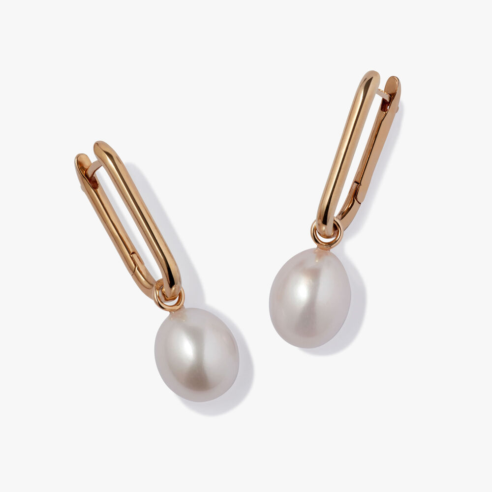 Knuckle 14ct Yellow Gold Pearl Earrings | Annoushka jewelley