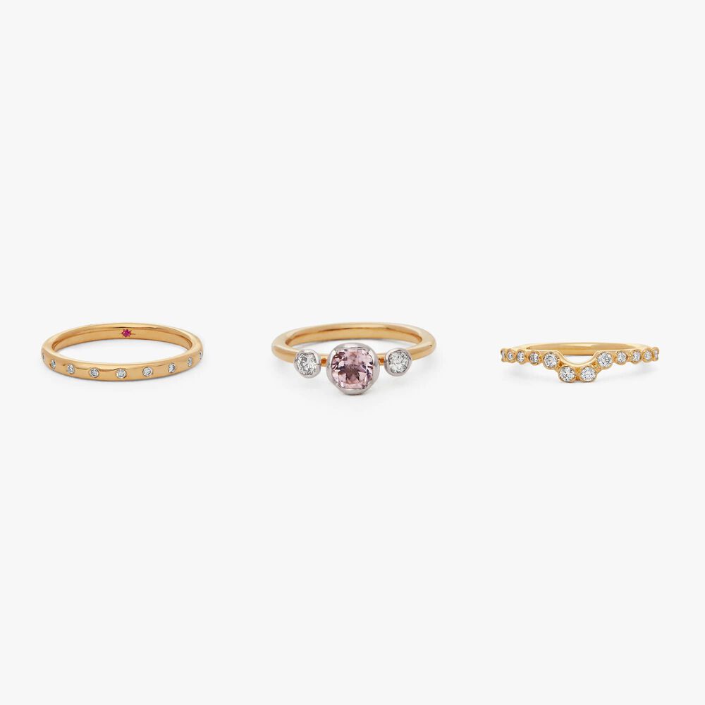 18ct Gold Morganite and Diamond Ring Stack | Annoushka jewelley