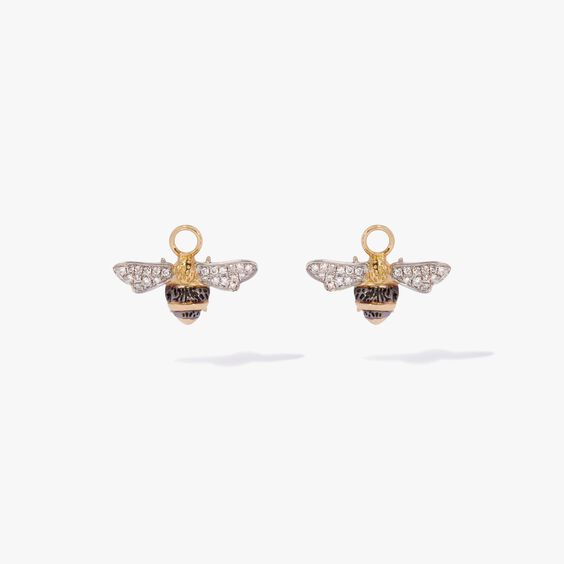 18ct Yellow Gold Diamond Bee Earring Drops