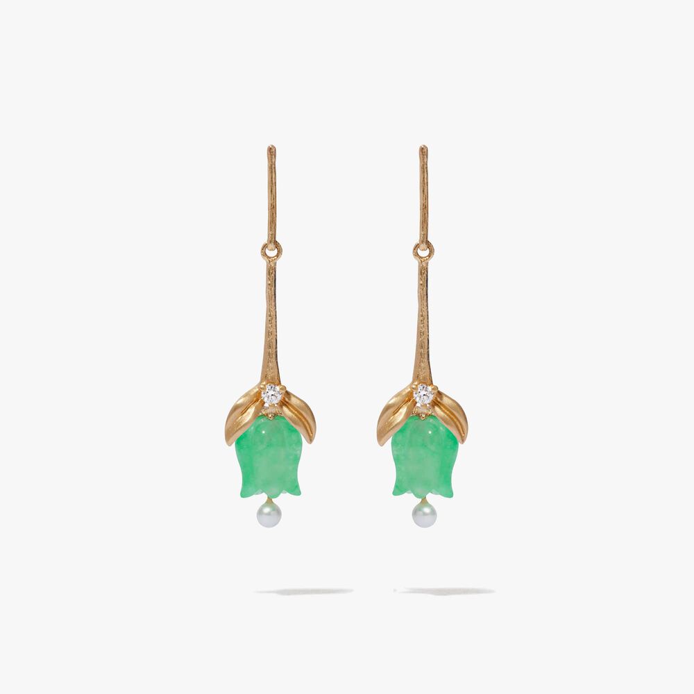 Tulips 18ct Yellow Gold Jade Earrings | Annoushka jewelley