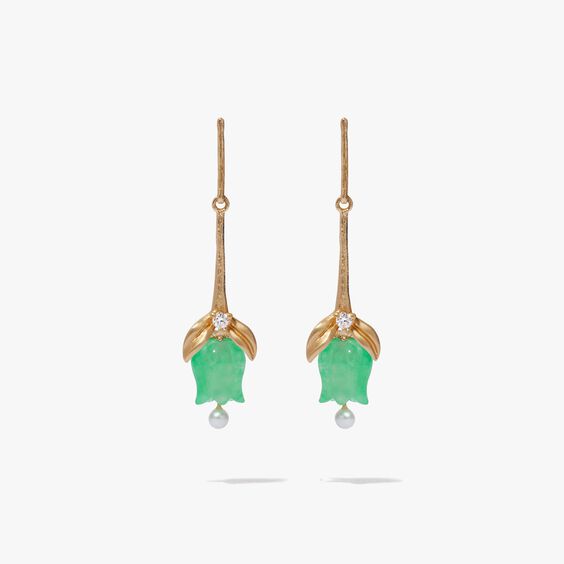 18ct Gold & Jade Tulip Earrings