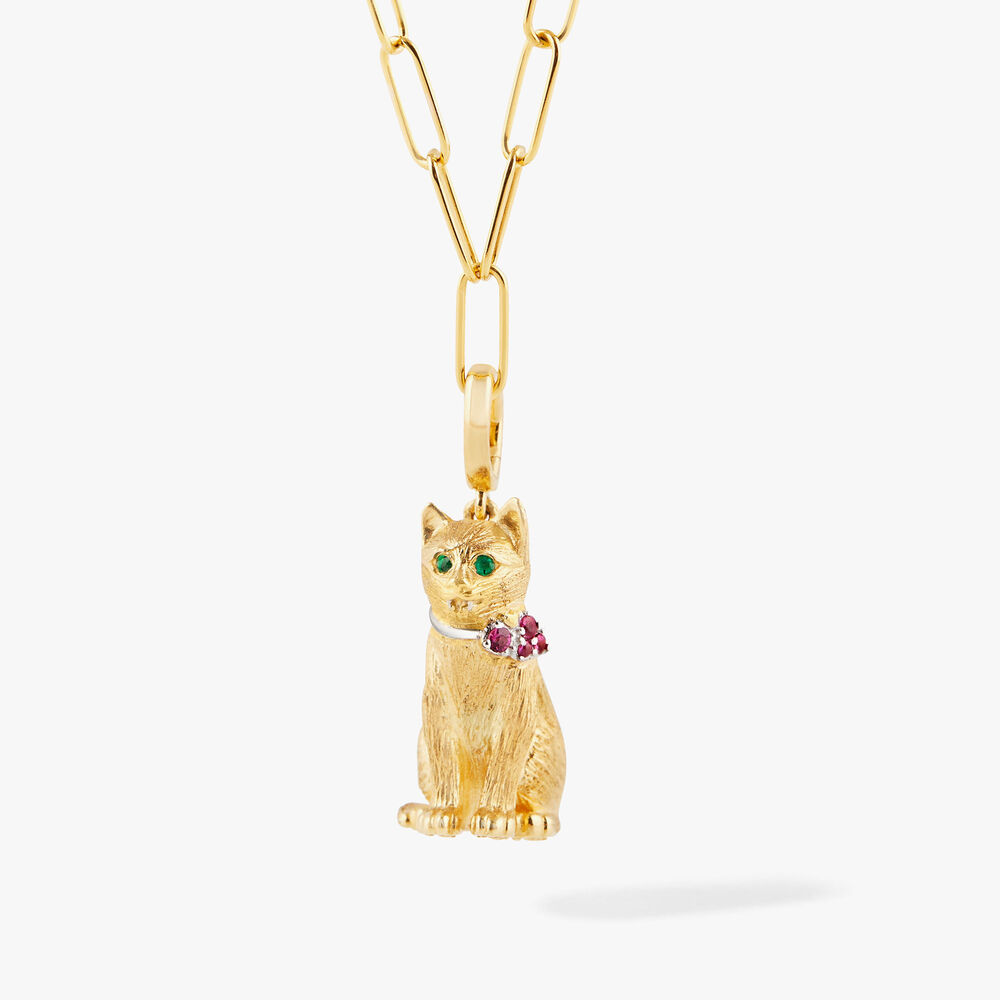Annoushka x The Vampire's Wife 18ct Yellow Gold Cat Charm Pendant | Annoushka jewelley