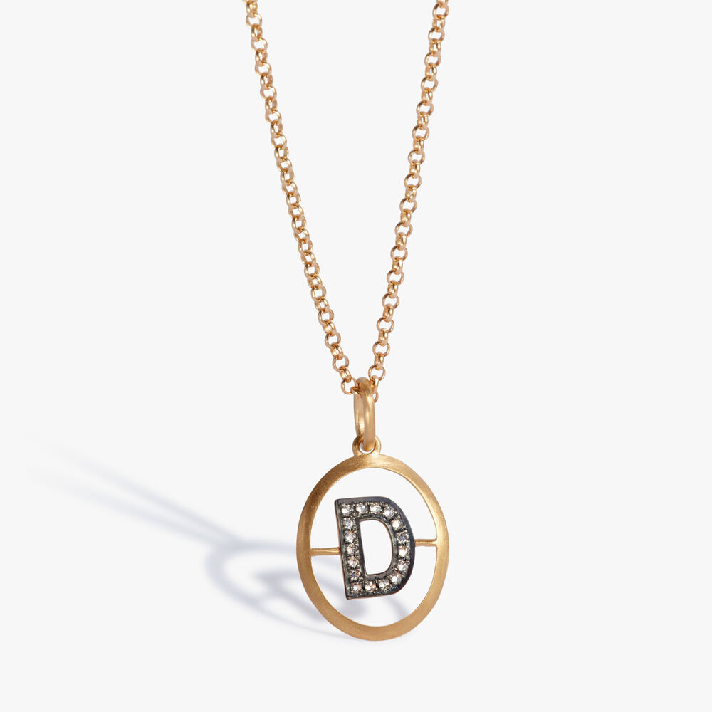 Initials 18ct Yellow Gold Diamond D Necklace | Annoushka jewelley