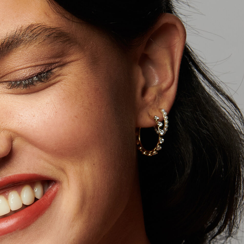 18ct Gold Pearl Hoop Earrings | Annoushka jewelley
