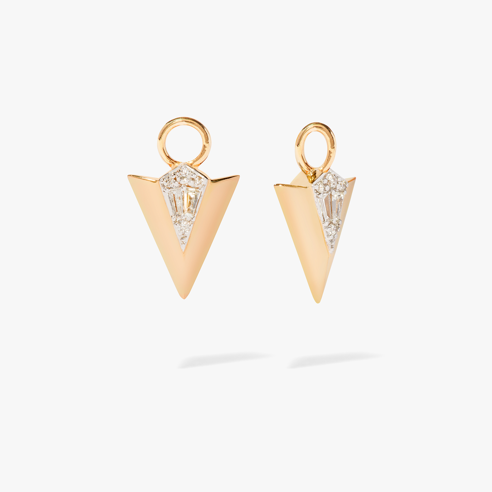 Deco 18ct Yellow Gold Diamond Arrow Earrings | Annoushka jewelley