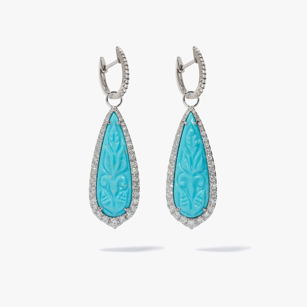 Unique 18ct White Gold Turquoise Earring Drops | Annoushka jewelley