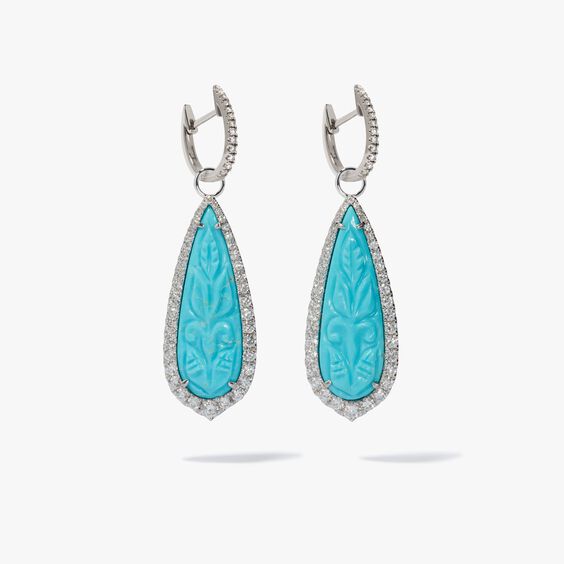 Unique 18ct White Gold Turquoise Earrings