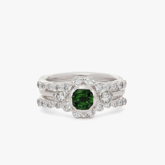 18ct Green Tourmaline & Diamond Engagement Jacket Ring