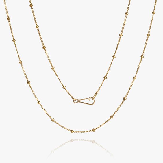 14ct Yellow Gold Long Saturn Chain Necklace