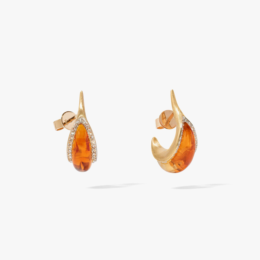 18ct Yellow Gold Citrine & Diamond Hoop Earrings | Annoushka jewelley