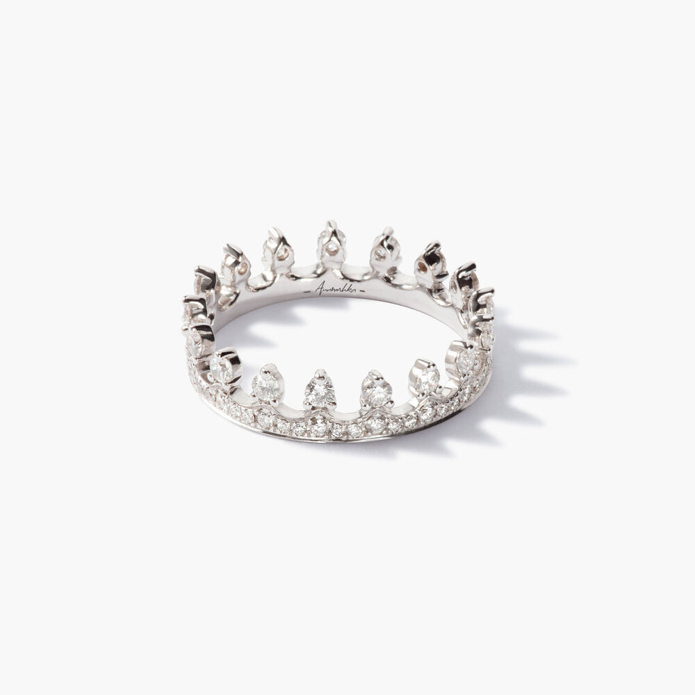 Crown 18ct White Gold & Diamond Ring | Annoushka jewelley