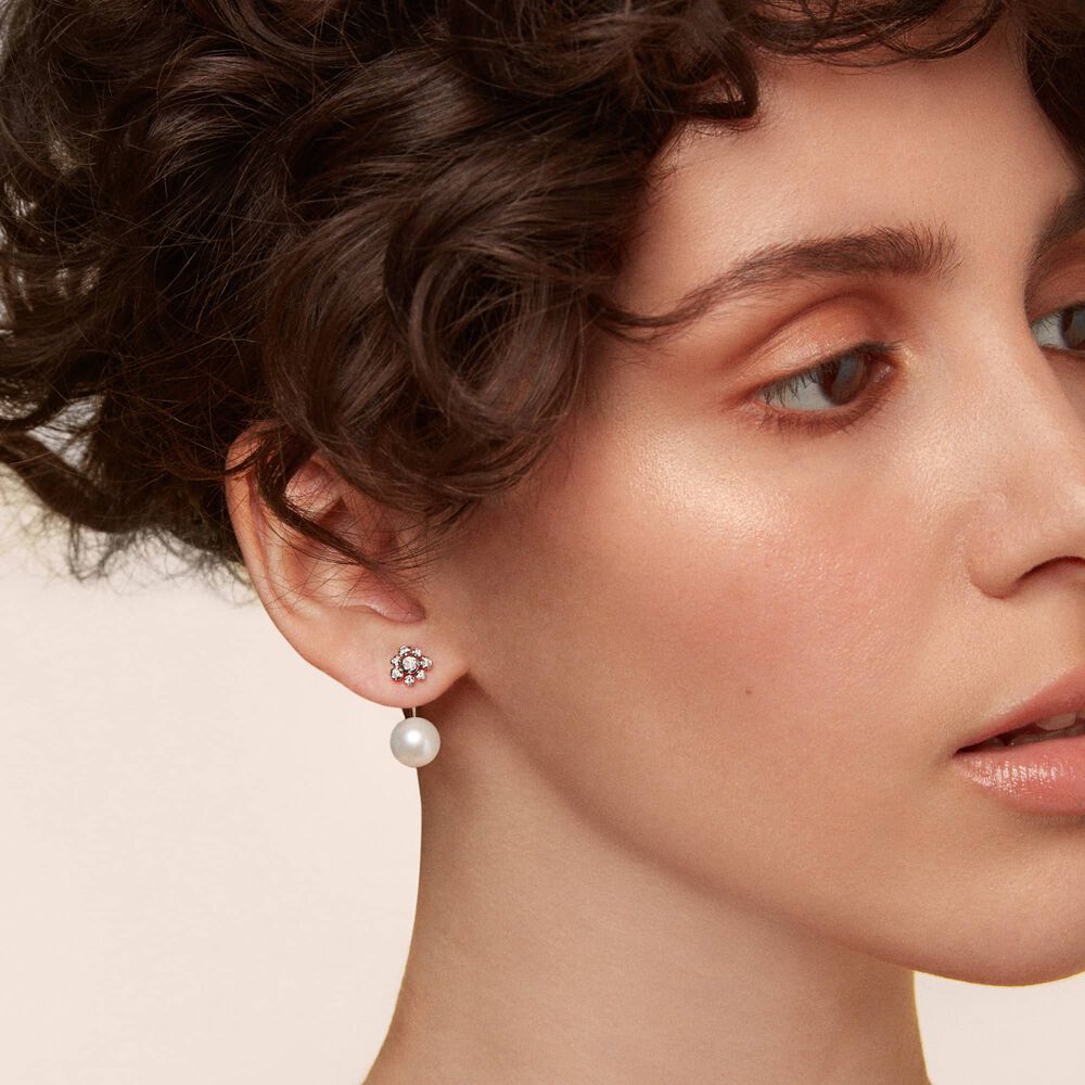 Marguerite 18ct White Gold Diamond Pearl Earrings | Annoushka jewelley