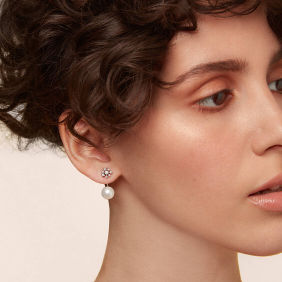 Marguerite 18ct White Gold Diamond Pearl Earrings