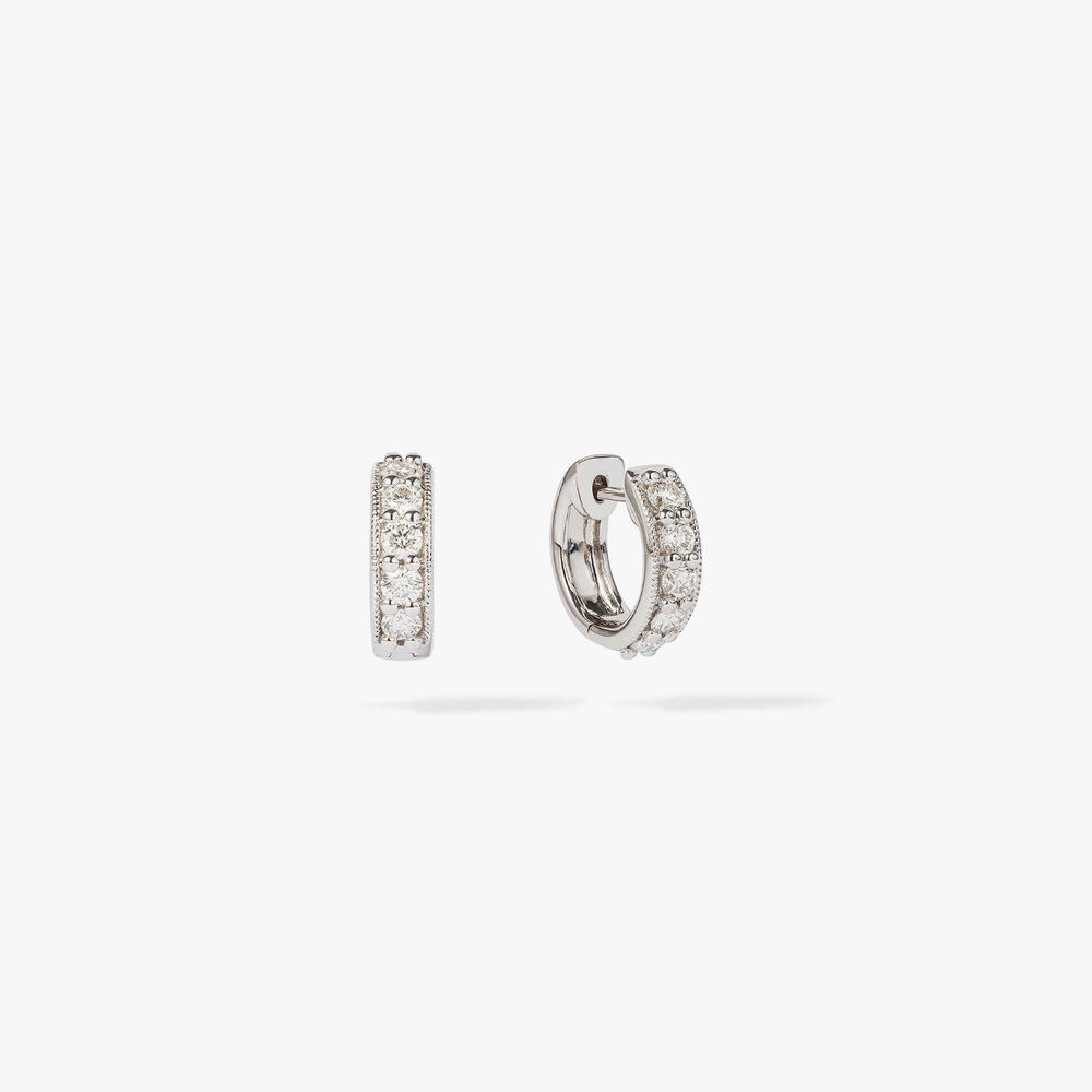 Dusty Diamonds 18ct White Gold Hoop Earrings | Annoushka jewelley