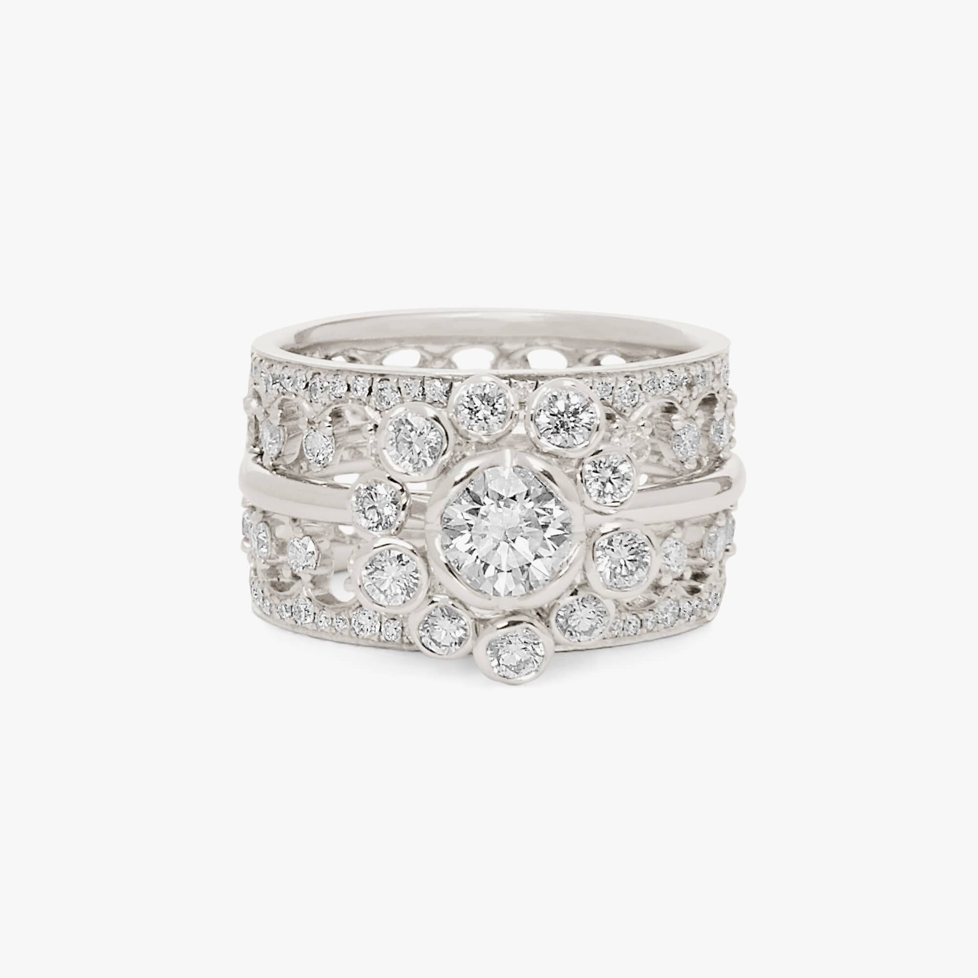 Marguerite & Crown 18ct White Gold Diamond Ring Stack