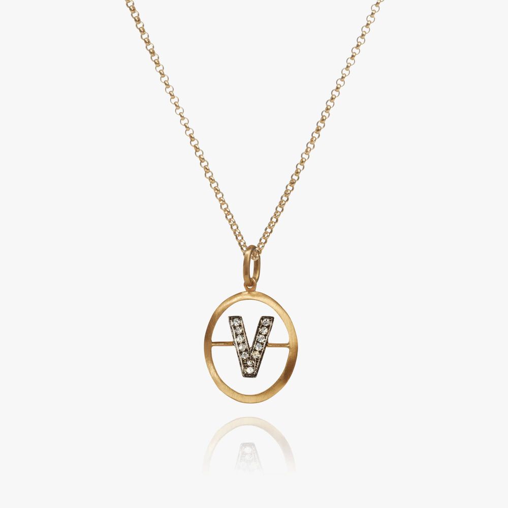 18ct Gold Diamond Initial V Necklace | Annoushka jewelley