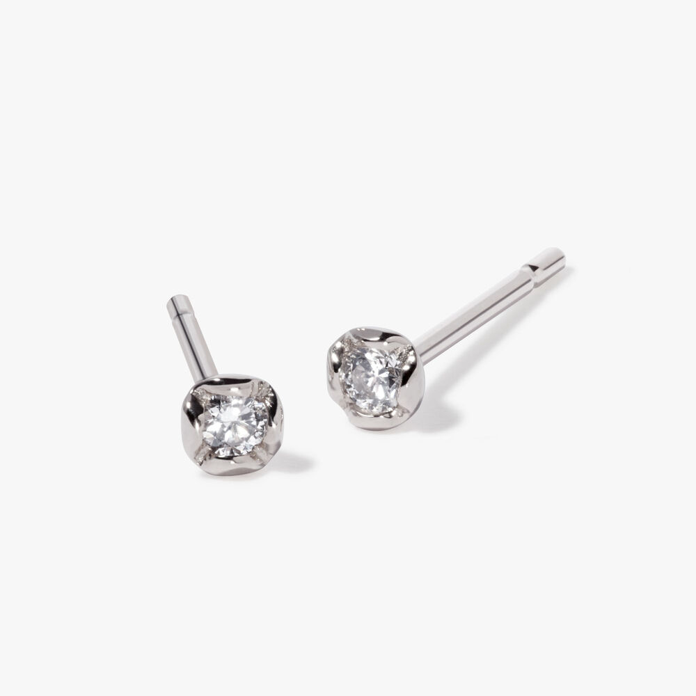 Marguerite 14ct White Gold Small Solitaire Diamond Stud Earrings | Annoushka jewelley