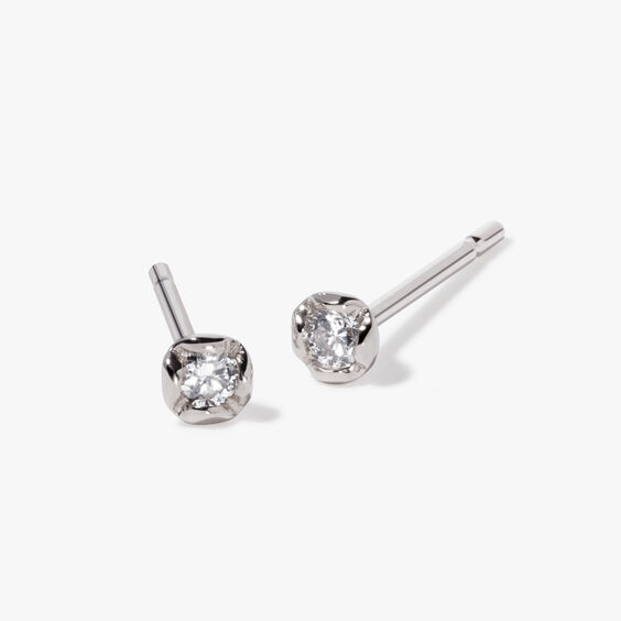 Marguerite 14ct White Gold Small Solitaire Diamond Stud Earrings