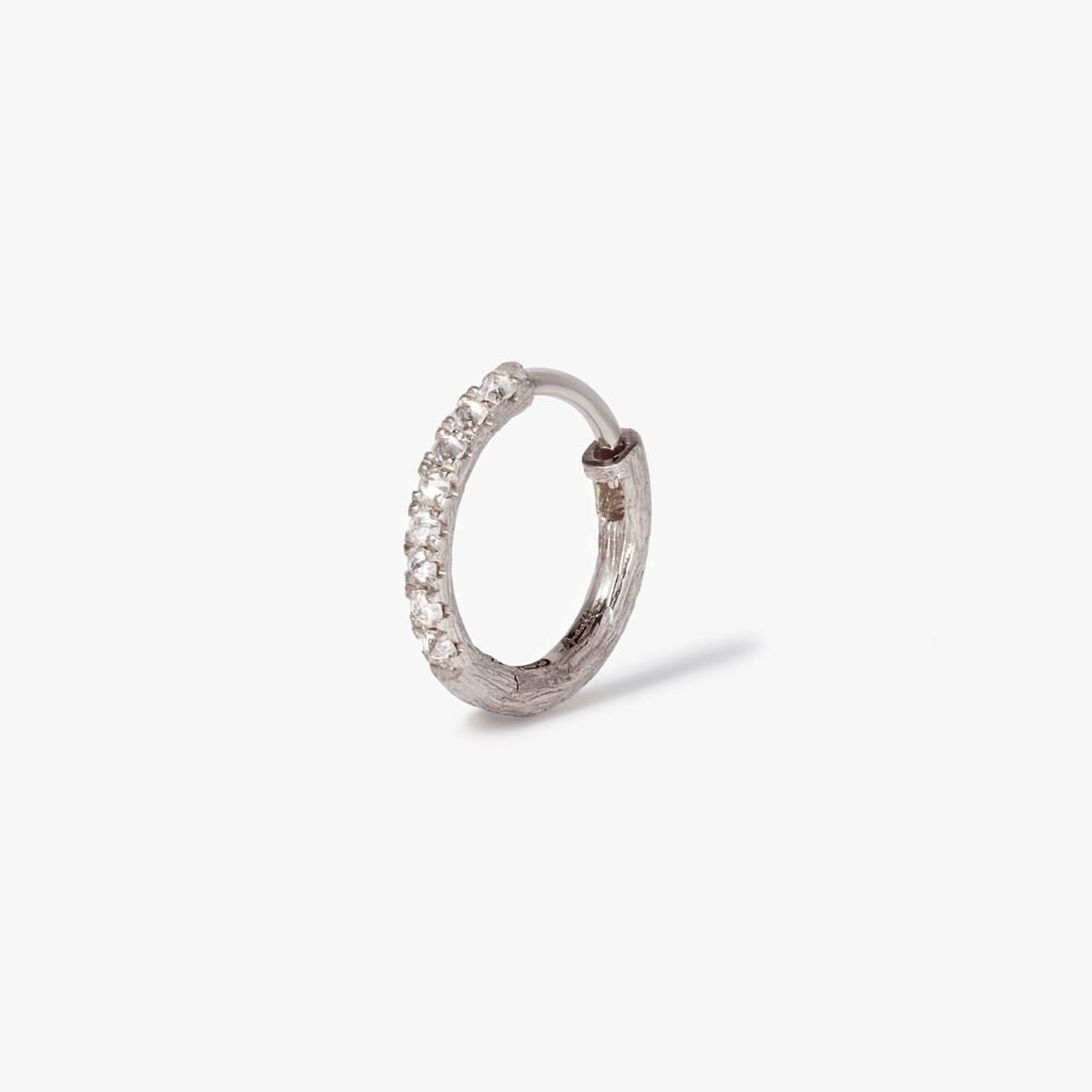 Dusty Diamonds 18ct White Gold 12mm Hoop Earring | Annoushka jewelley