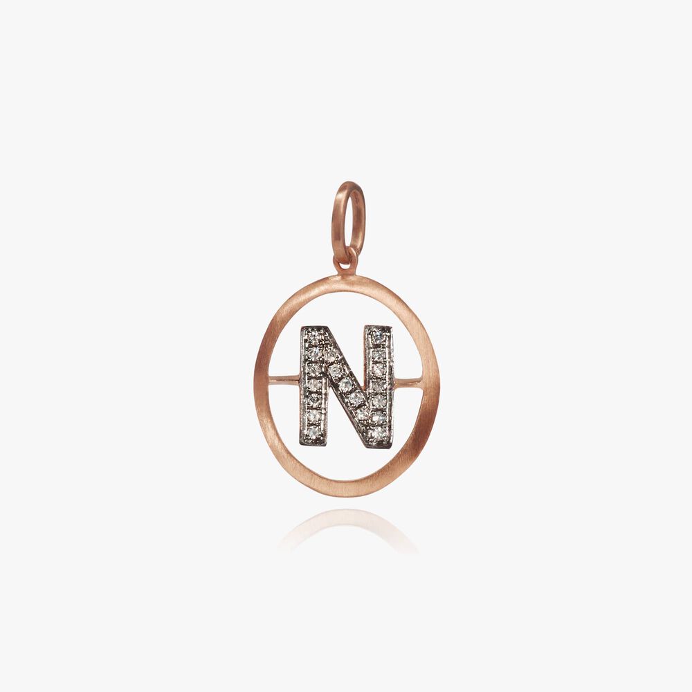 18ct Rose Gold Initial N Pendant | Annoushka jewelley