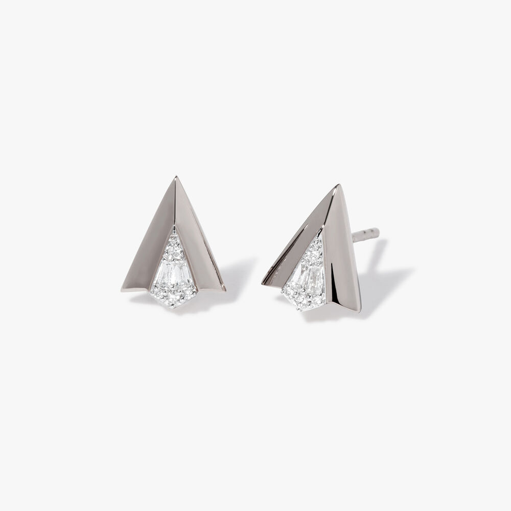 Flight 18ct White Gold Diamond Arrow Stud Earrings | Annoushka jewelley