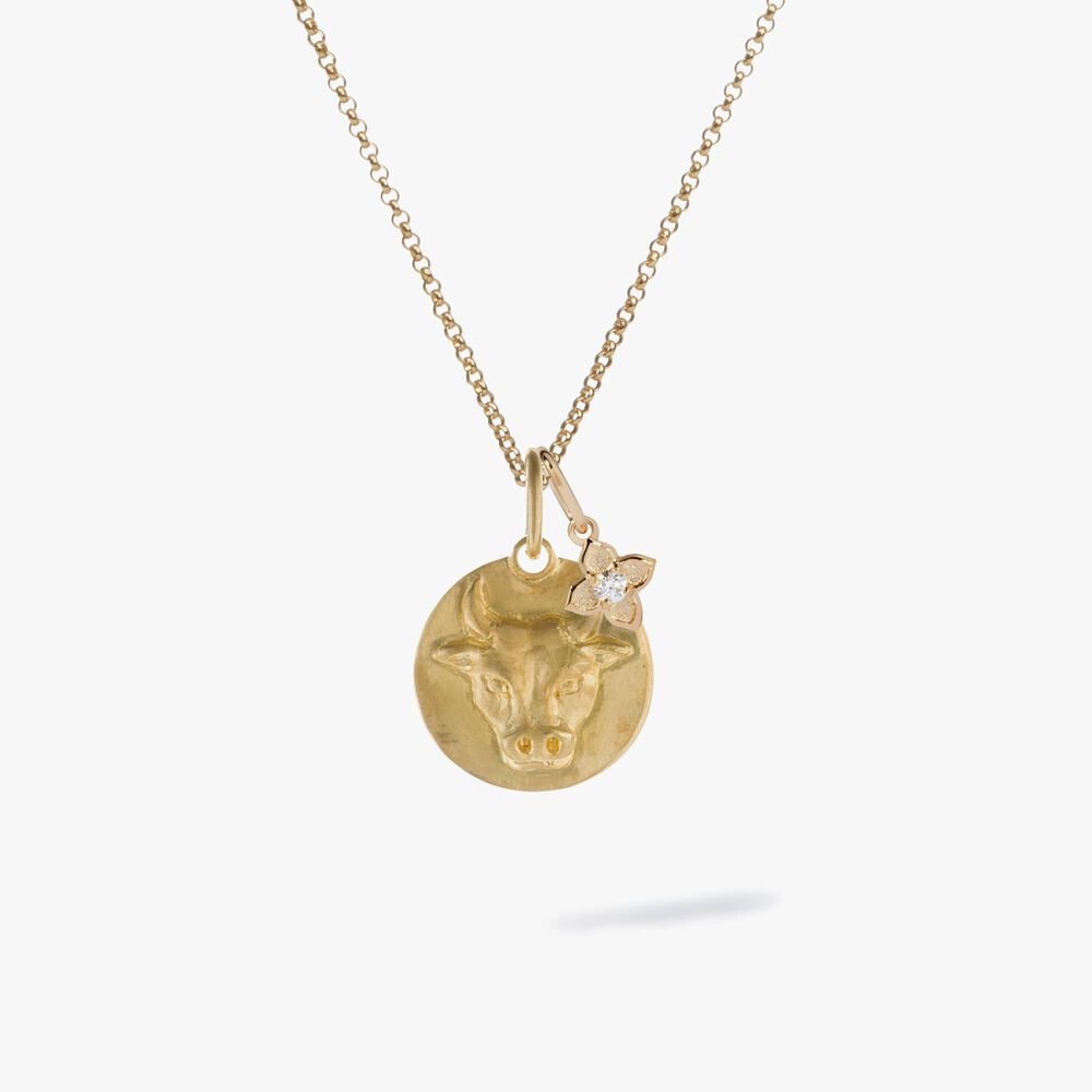 Gold Taurus & Diamond April Birthstone Necklace | Annoushka jewelley