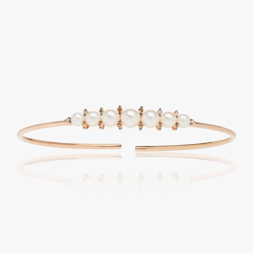 Diamonds & Pearls 18ct Rose Gold Bangle | Annoushka jewelley