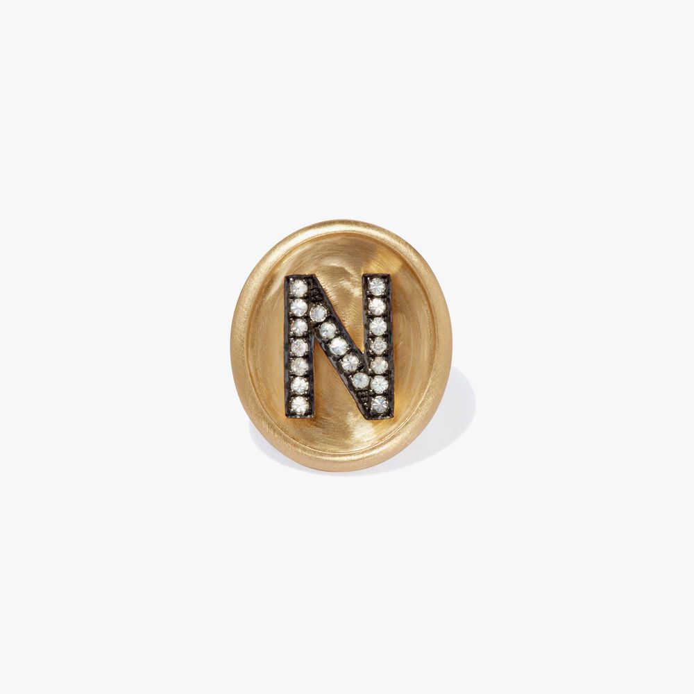 18ct Gold Diamond Initial N Face | Annoushka jewelley