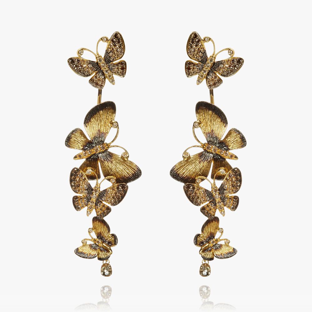 Butterflies 18ct Gold Diamond Drop Earrings | Annoushka jewelley