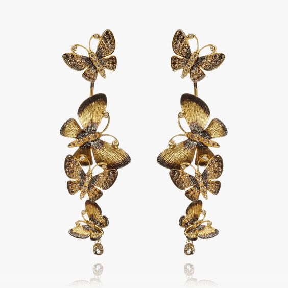 Butterflies 18ct Gold Diamond Drop Earrings