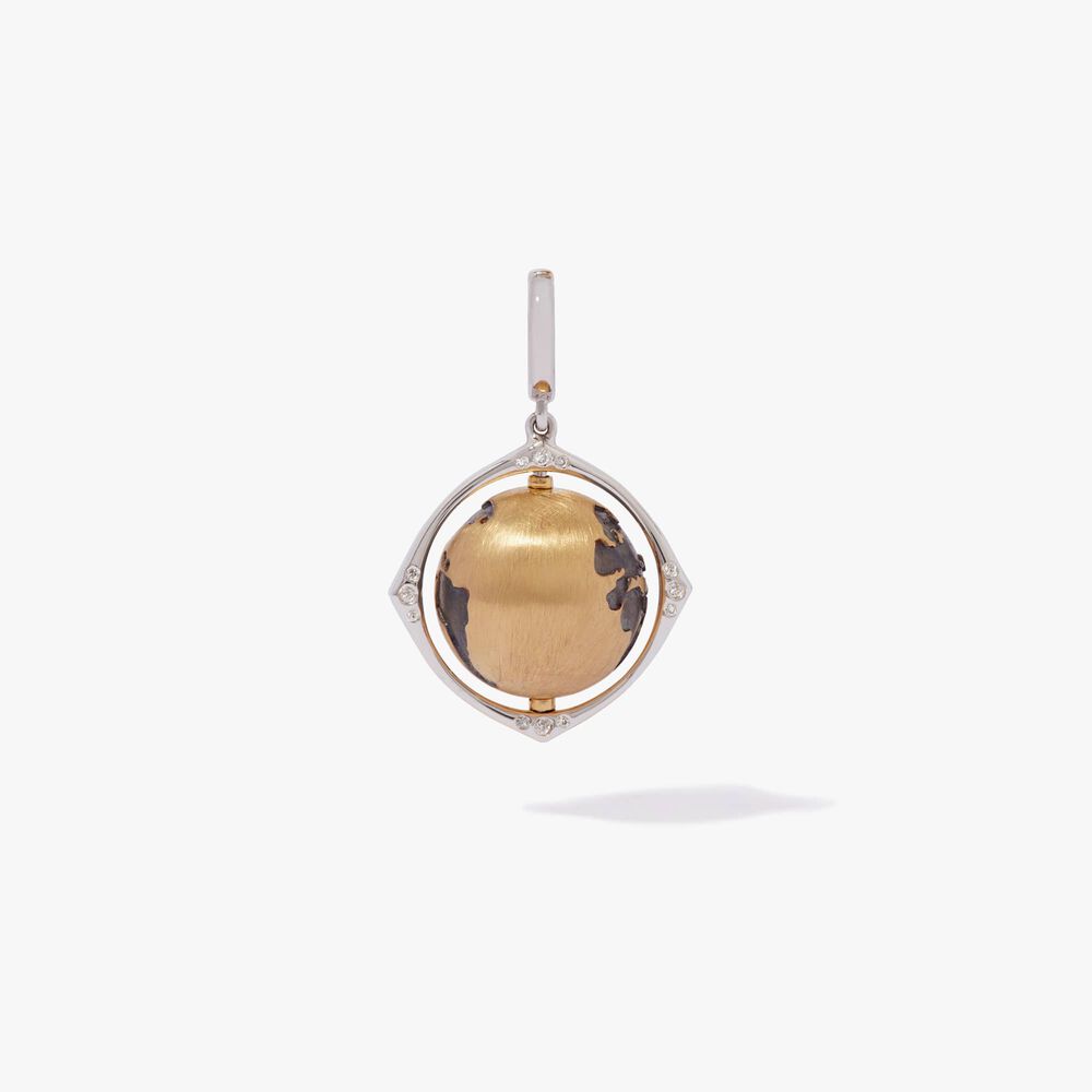 Mythology 18ct Gold Diamond Spinning Globe Charm Pendant | Annoushka jewelley