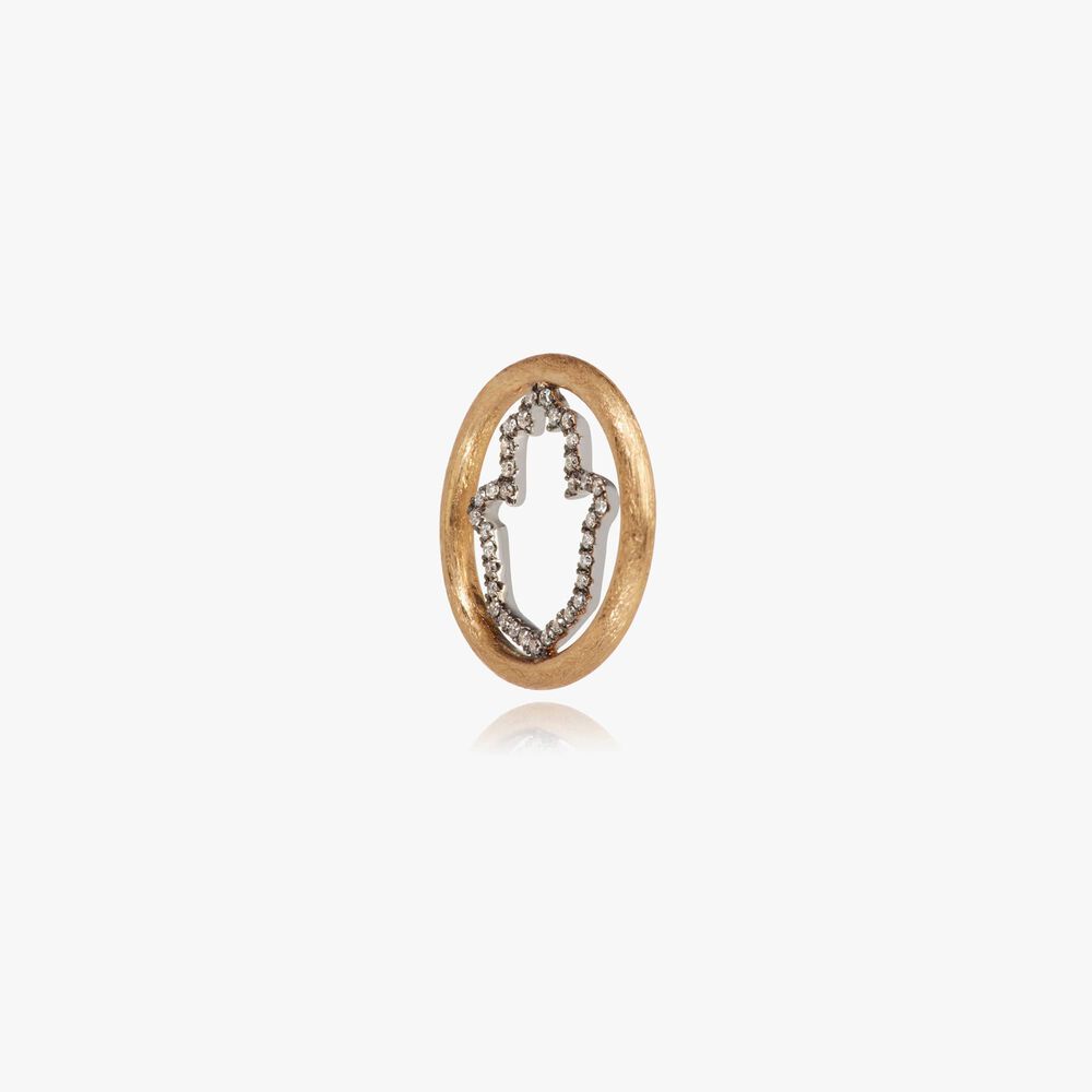 18ct Gold Diamond Hand of Fatima Hoopla | Annoushka jewelley