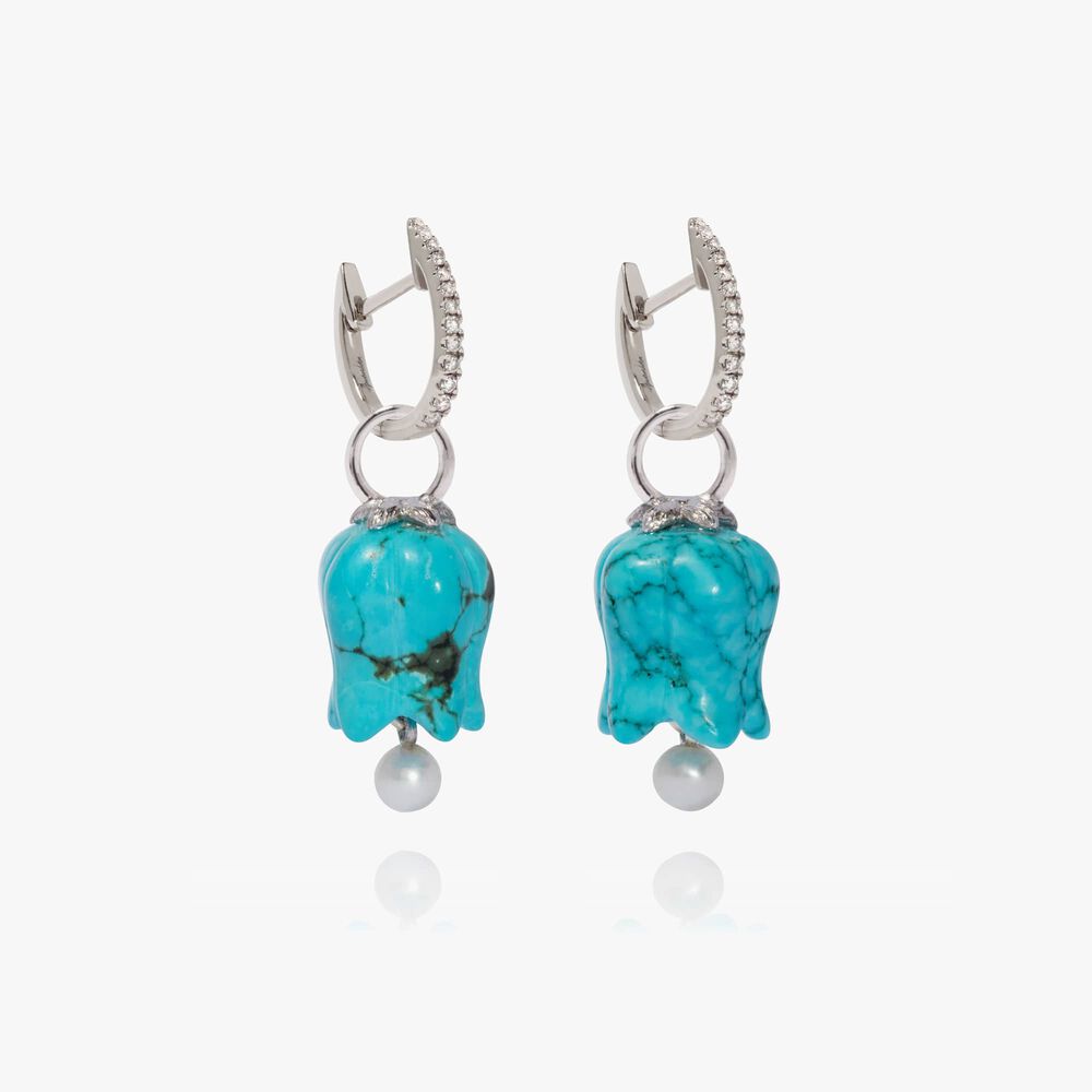 18ct White Gold Turquoise Tulip Earrings | Annoushka jewelley